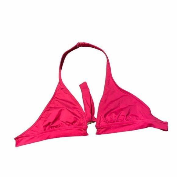 Solid Red Grommet Halter Bikini Swim Top Women's Size Medium - Picture 1 of 10